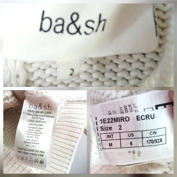 ba&sh SZ M Miro Knit Floral Embroidered Organic Cotton Pullover Sweater $375 - Picture 7 of 7